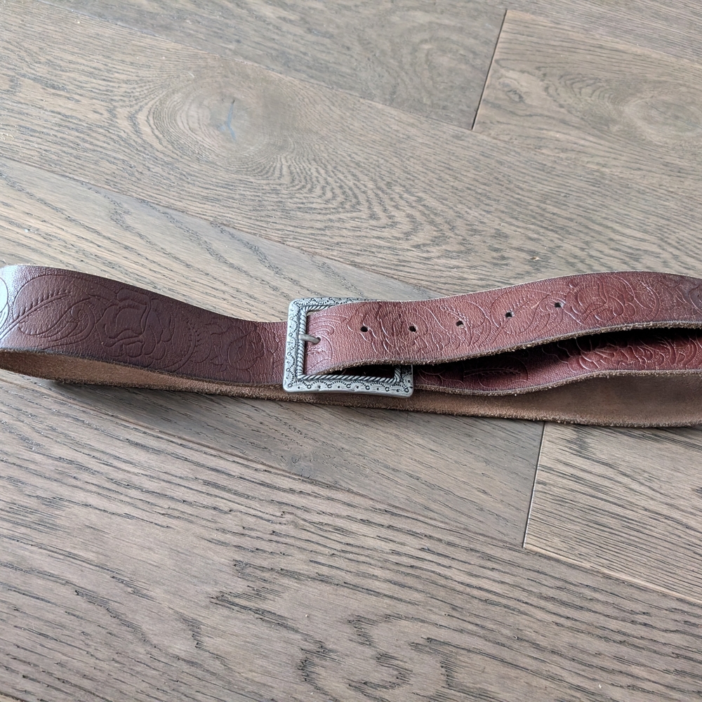 Lucky Brand Embossed Brown Leather Belt